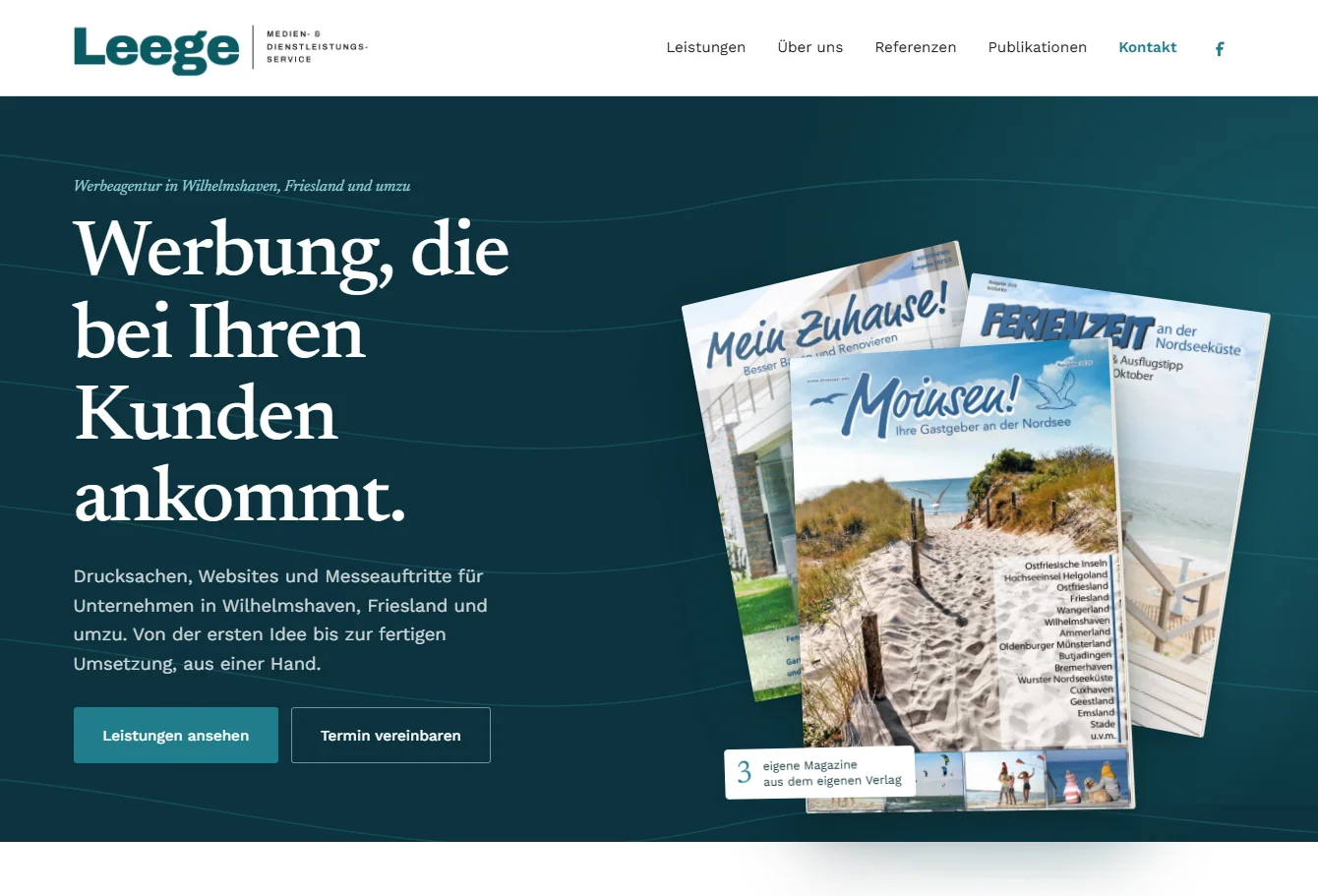 Startseite von Medien-Leege nach dem Relaunch